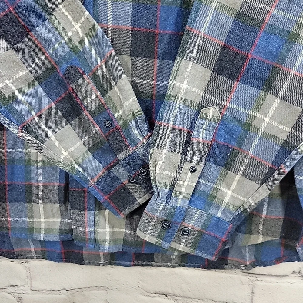 Weatherproof Vintage Flannel Shirt Mens XXL Blue Gray‎ Plaid Button Front